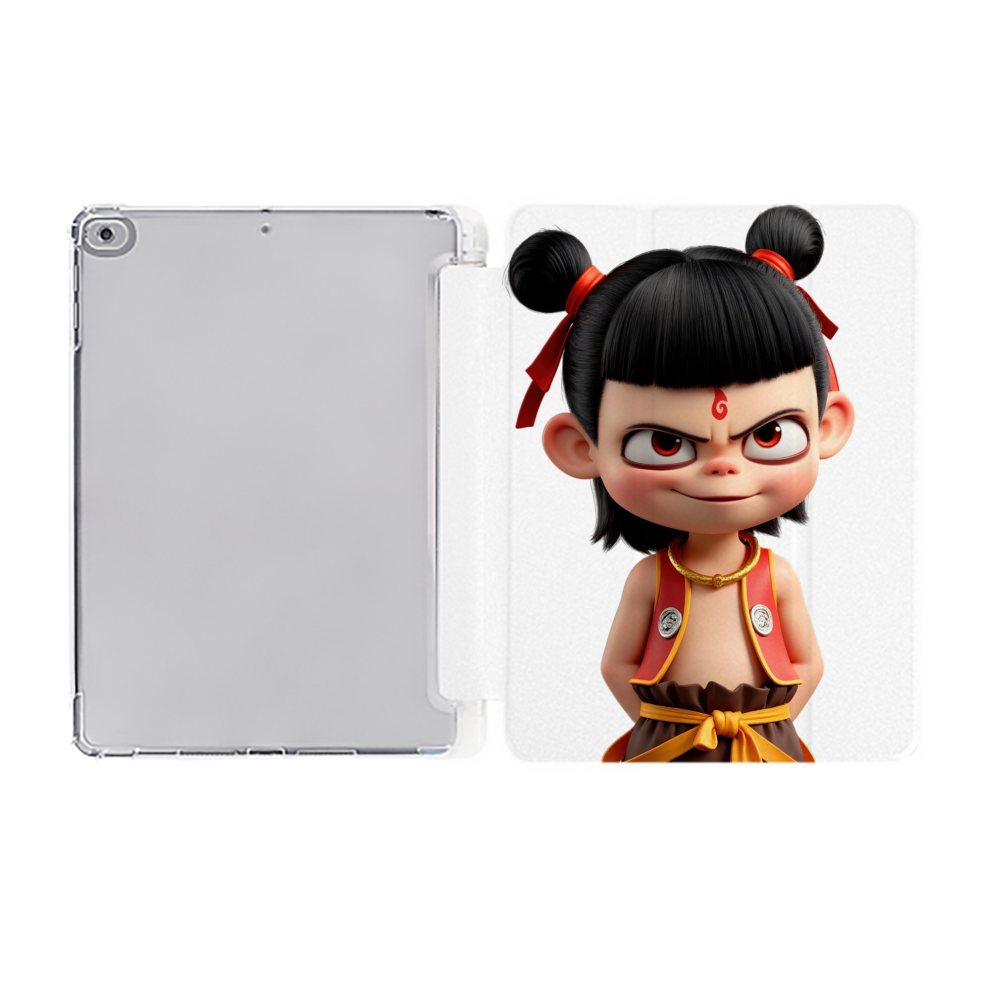 （画像用） Ne Zha 2 ナタ 魔童の大暴れ IPad ケース ペン収納付き 三つ折りスタンド PUレザー×シリコン 対応機種9.5/10.5/10.9インチ